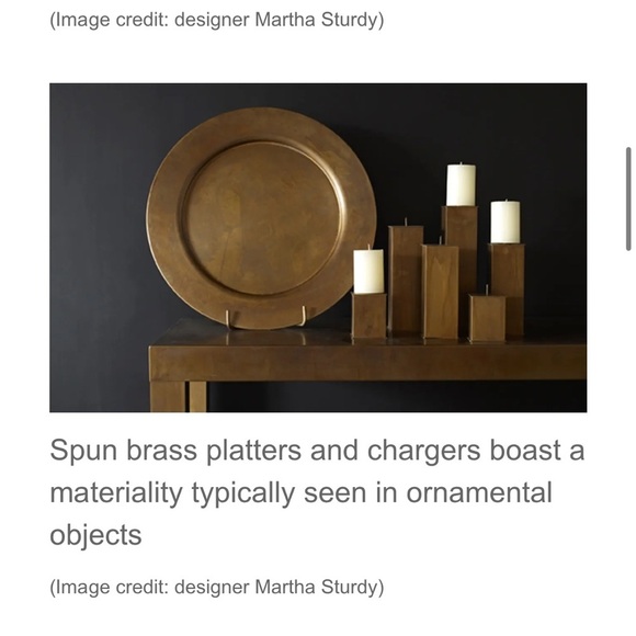 Martha Sturdy Spun brass Patina table charger or tray set of 4 - Picture 7 of 8